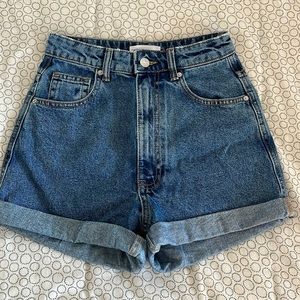 Zara high waisted blue denim shorts